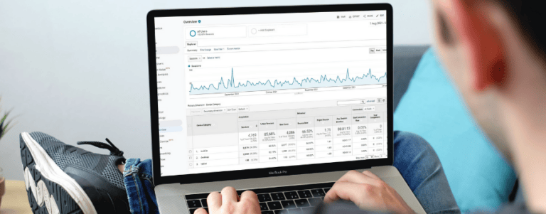 Google Analytics displayed on laptop computer