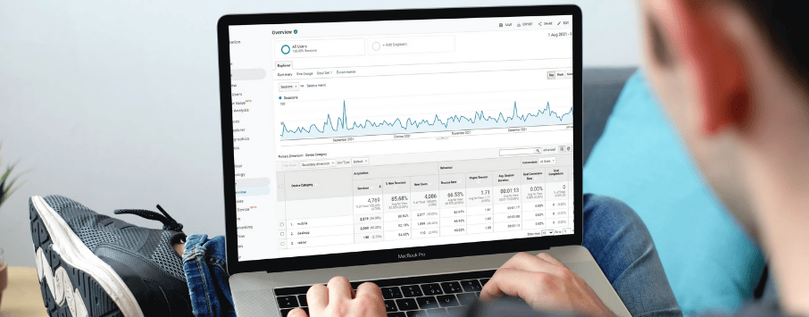 Google Analytics displayed on laptop computer