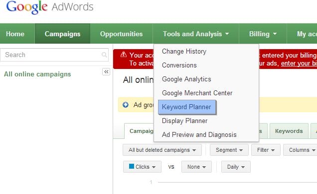 How to use Google AdWords Keyword Planner - Step 2