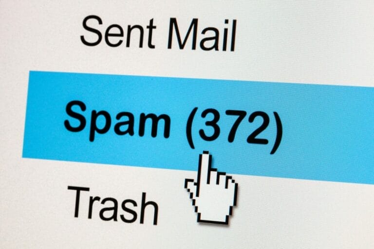 Mail navigation showing Sent Mail, Spam, and Trash