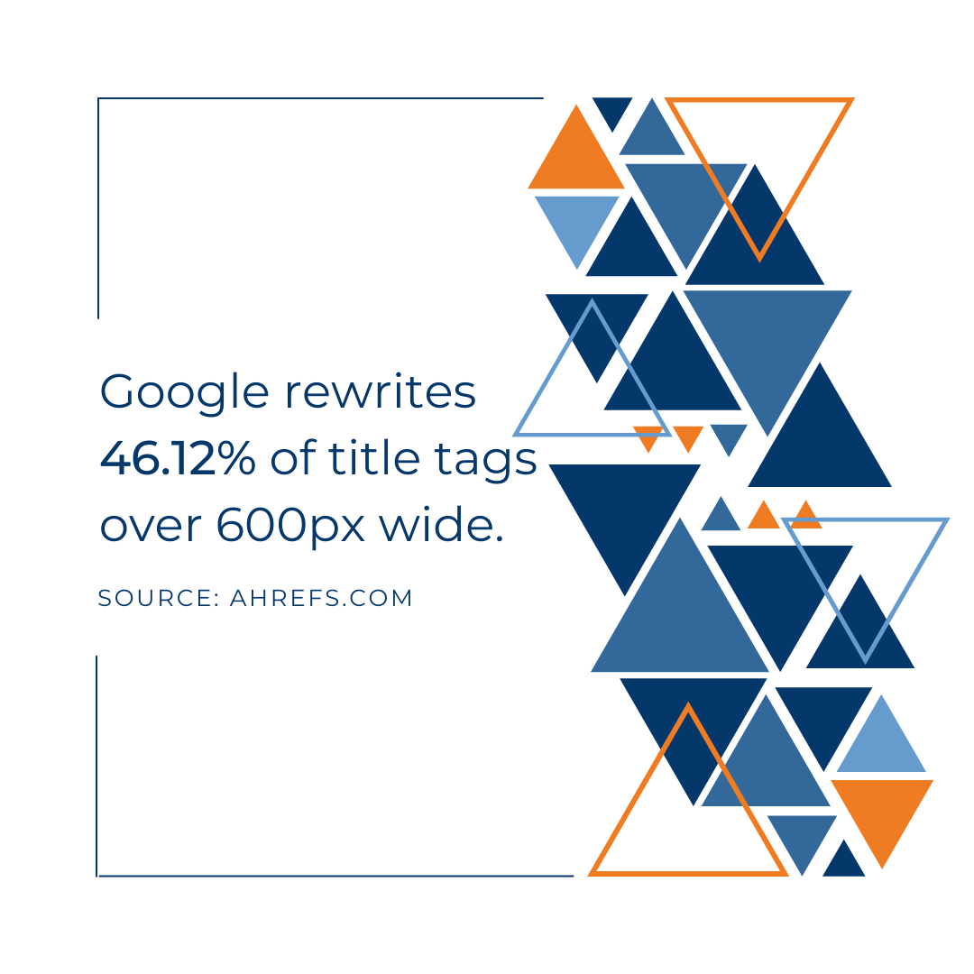 title tag length over 600px rewritten half the time statistic