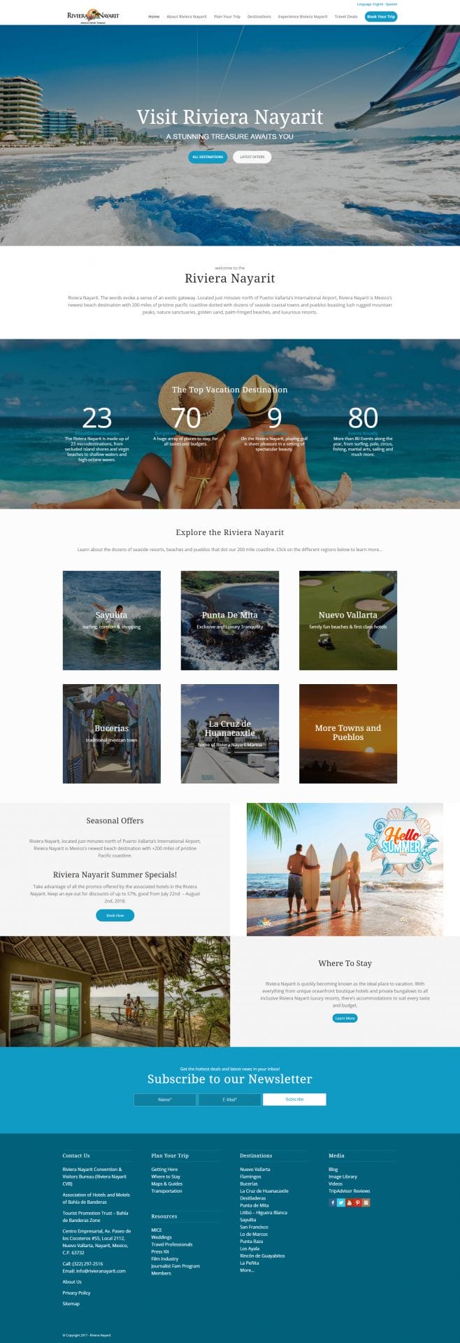 Riviera Nayarit website home page layout