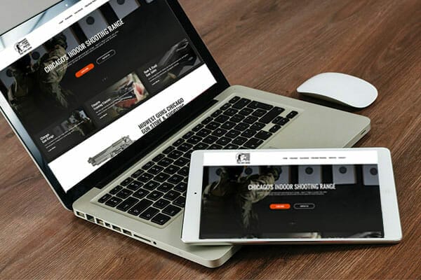 Tablet & computer display of Midwest Guns website