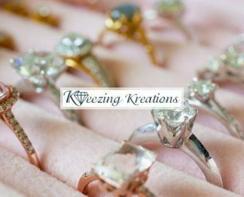 Kezzing Kreations featured image showing custom designed diamond rings.