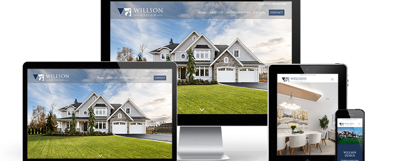 Willson Design website displayed on a desktop, a laptop, a tablet and a smartphone.