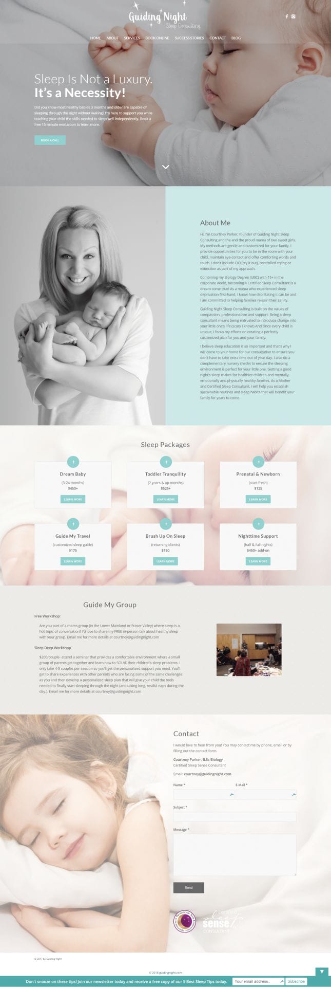 Guiding Night Web Design home page layout