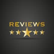 Reviews Graphic with 5 gold stars