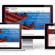 Artful Dragon website displayed on a smartphone, a tablet, a laptop and a desktop.