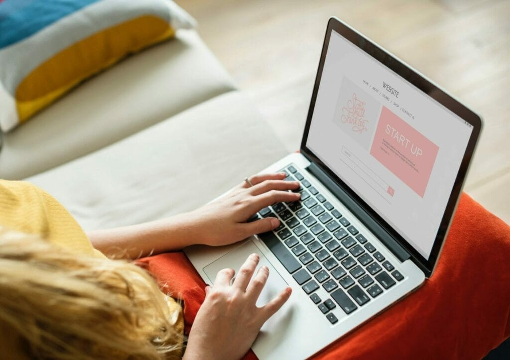 Woman using a laptop computer