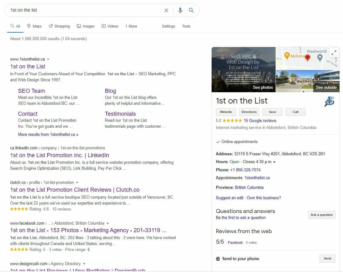google serp knowledge graph example