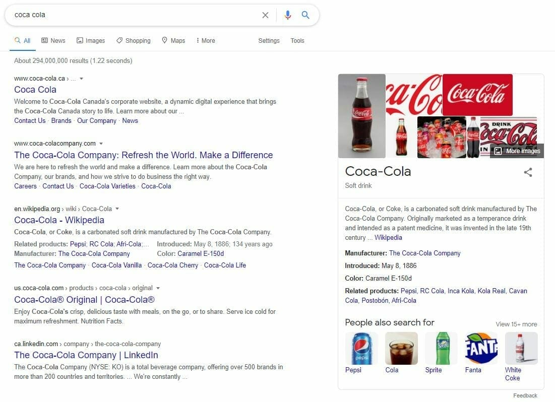 google serp knowledge panel example