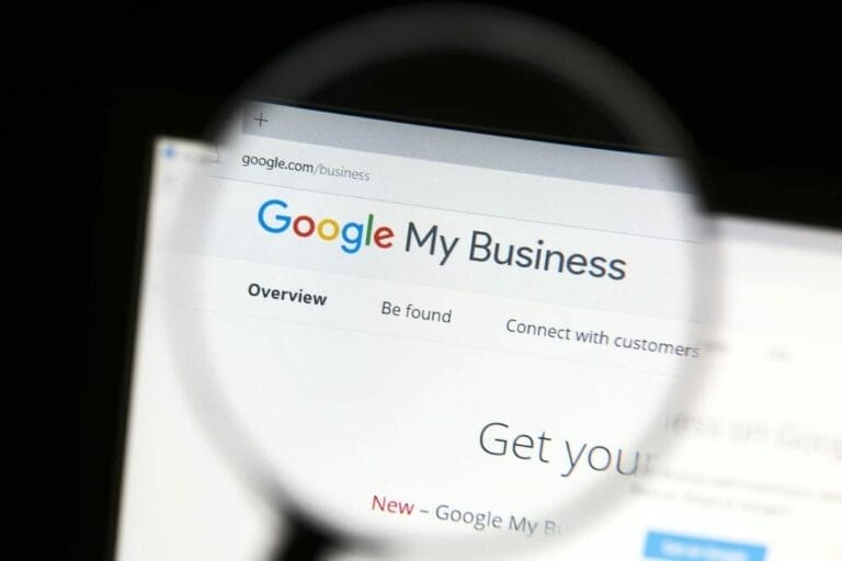 Google My Business seen through a magnifying glass