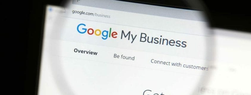 Google My Business seen through a magnifying glass