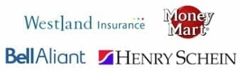 Logos for 1st on the List Clients - BellAliant, Westland Insurance, Money Mart, Henry Schein