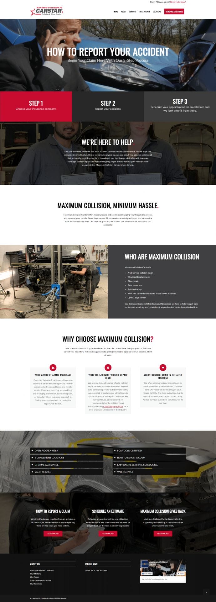 Maximum Collision website design homepage layout example
