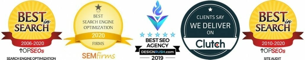 Logos for SEO Awards - TopSEOs, SEMfirms, Clutch, DesignRush
