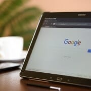 Samsung tablet showing Google home page