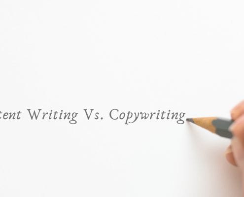 Person with a pencil writing content writing vs copywriting
