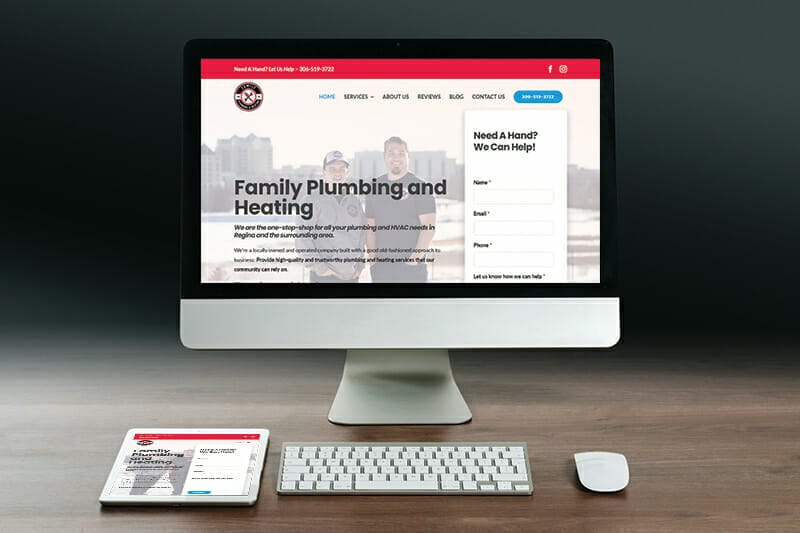 Family Plumbing and Heating website displayed on desktop and tablet