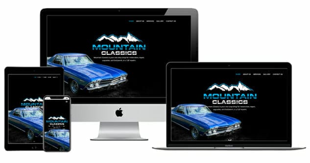 Mountain Classics website displayed on tablet, desktop, laptop and smart phone