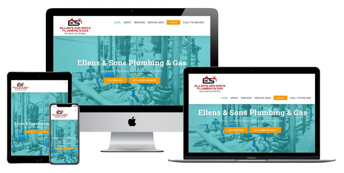 Ellens & Sons Plumbing website displayed on multiple devices