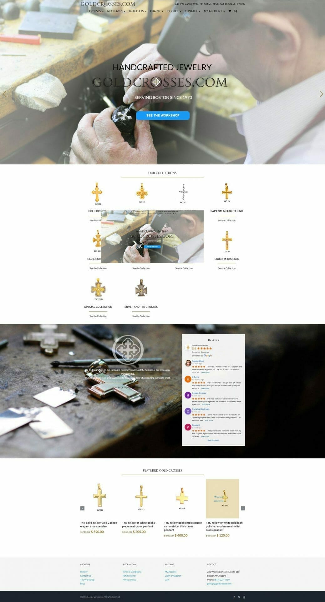 Screenshot of Home web page for Gold Crosses business