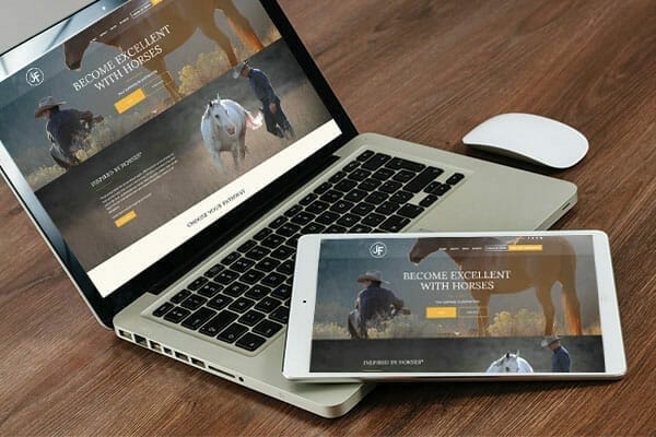 Jonathan Fields website displayed on tablet & laptop screens