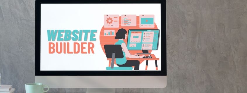 website builder cartoon graphic