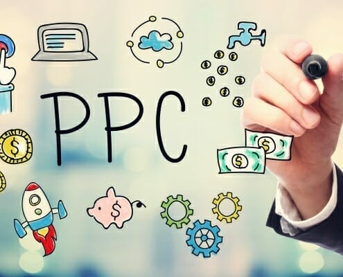 Cartoon hand drawing of pay per click (PPC) graphic