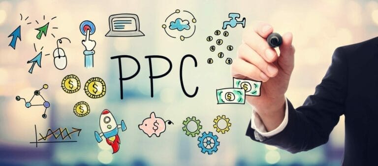 Cartoon hand drawing of pay per click (PPC) graphic