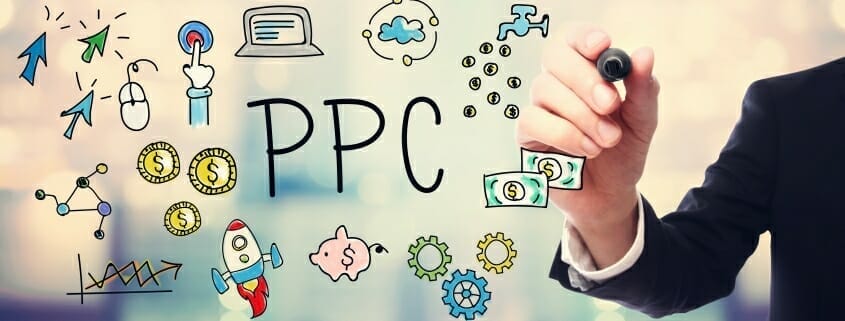 Cartoon hand drawing of pay per click (PPC) graphic