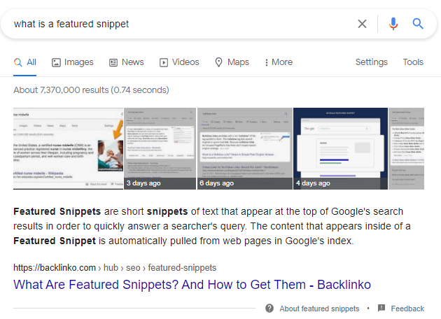 paragraph featured snippet example