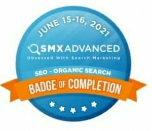 SMX Advanced 2021 Badge of Completion.