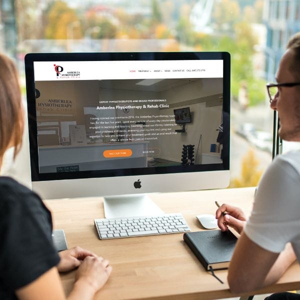 amberlea physiotherapy homepagewebsite design displayed on desktop computer