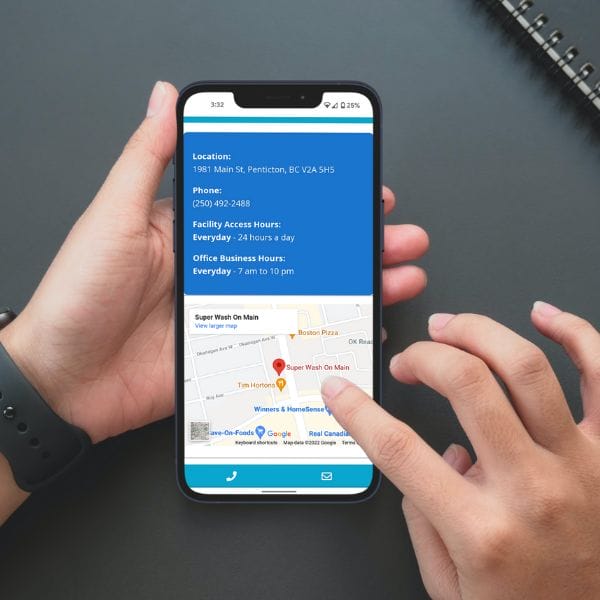 car wash website location page mobile version