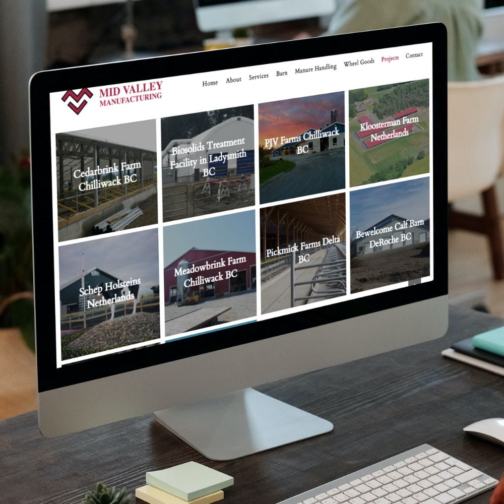 Mid Valley Manufacturing website displayed on desktop computer