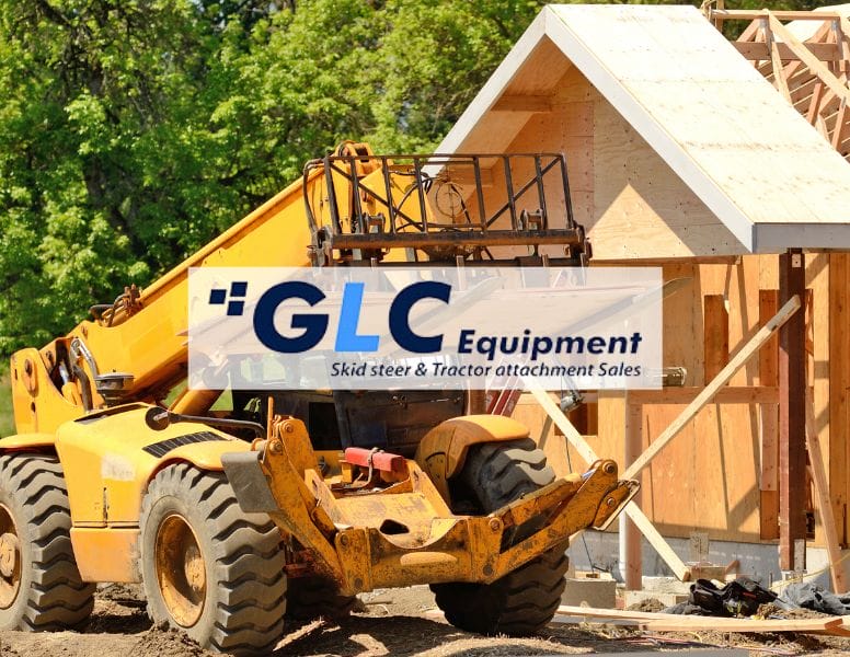 GLC Equipment logo over an image of a construction site.
