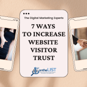 Graphic showing 2 smart phones with a caption, 7 Ways To Increase Website Visitor Trust