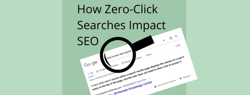 Graphic showing Google search with caption "How Zero-Click searches impact SEO