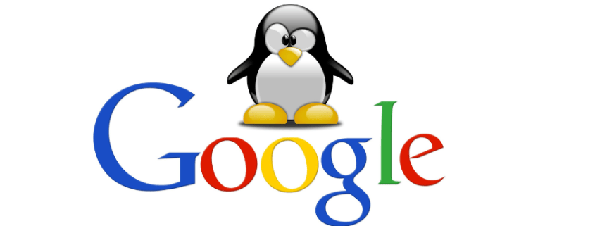 A penguin with a logo