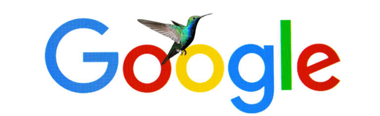 Google logo over a photo of a colorful hummingbird with a blurred background.