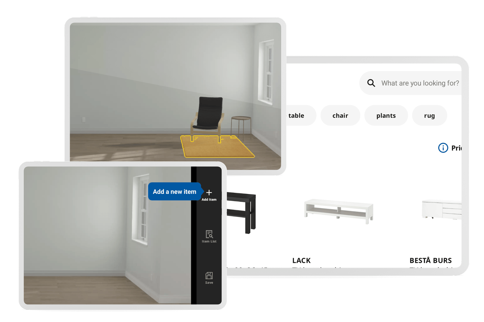 ikea kreativ app screenshots using ar to furnish room