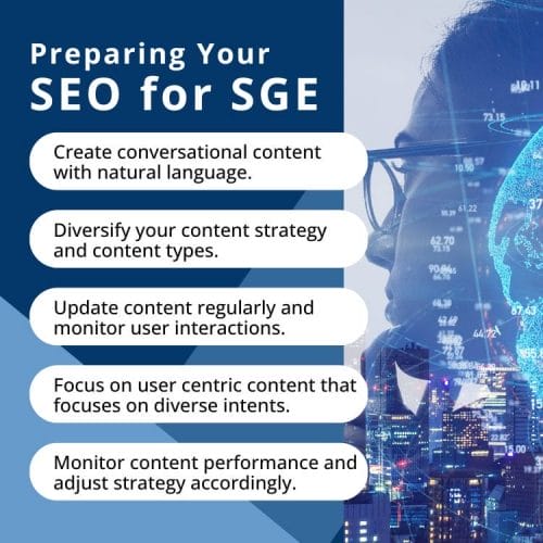 infographic on how to prepare SEO for google SGE search generative experiene