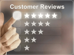 Someone pressing 5 stars on Customer Reviews platform.