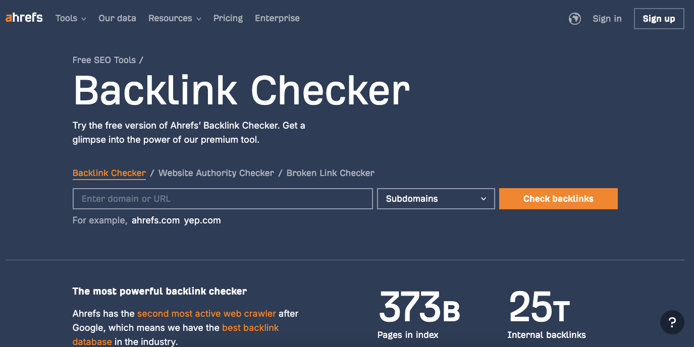 ahrefs backlink checker