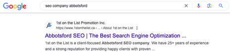 Screenshot of serp result