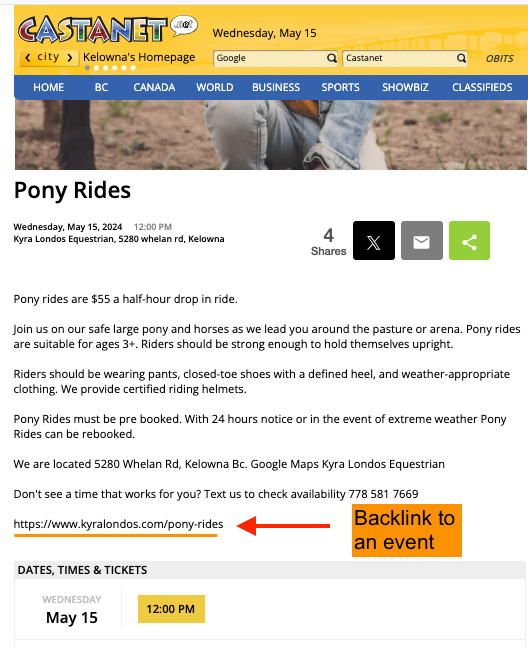 example of event backlink