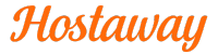 Hostaway" written in orange cursive font on a black background.