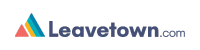 A logo for Leavetown.com featuring a stylized mountain with three colorful triangular peaks in red, yellow, and blue, followed by the company name in bold, dark blue letters.