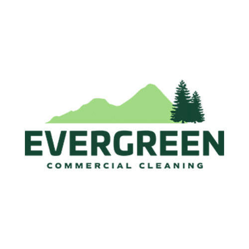 Logo with a stylized green mountain and trees above the text "EVERGREEN COMMERCIAL CLEANERS" in bold green lettering.